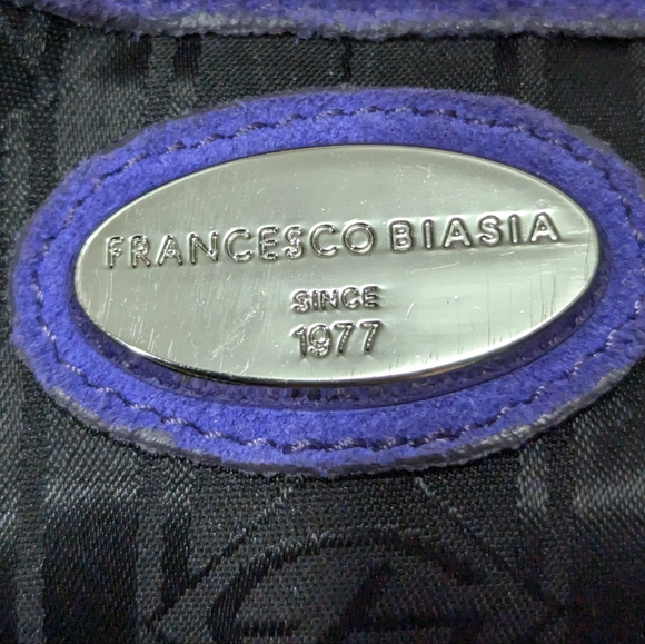 Francesco Biasia Purple oil slick leather over sized unique shoulder bag - Picture 8 of 15